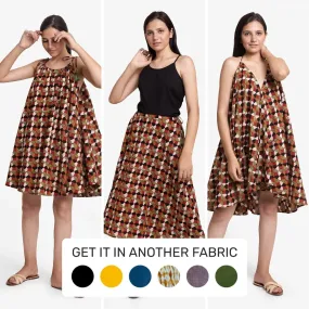 3-Way Convertible Block Print Cotton Circular Skirt Dress