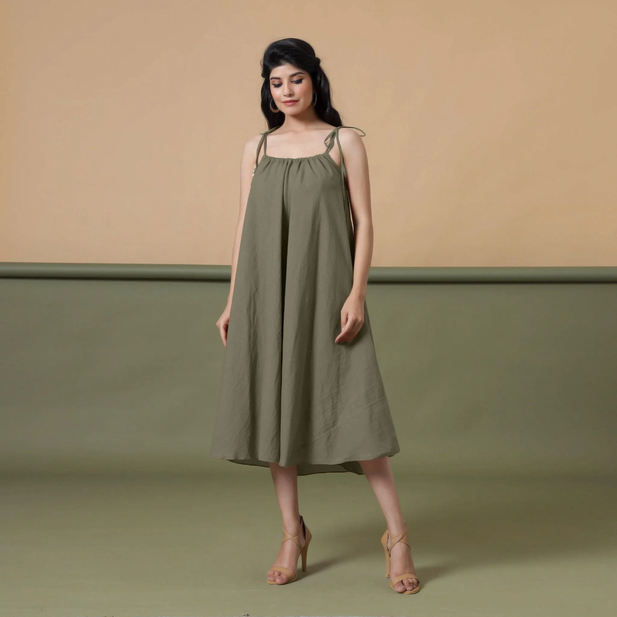 6-Way Convertible Sage Green Tie-Dye Cotton Skirt Dress