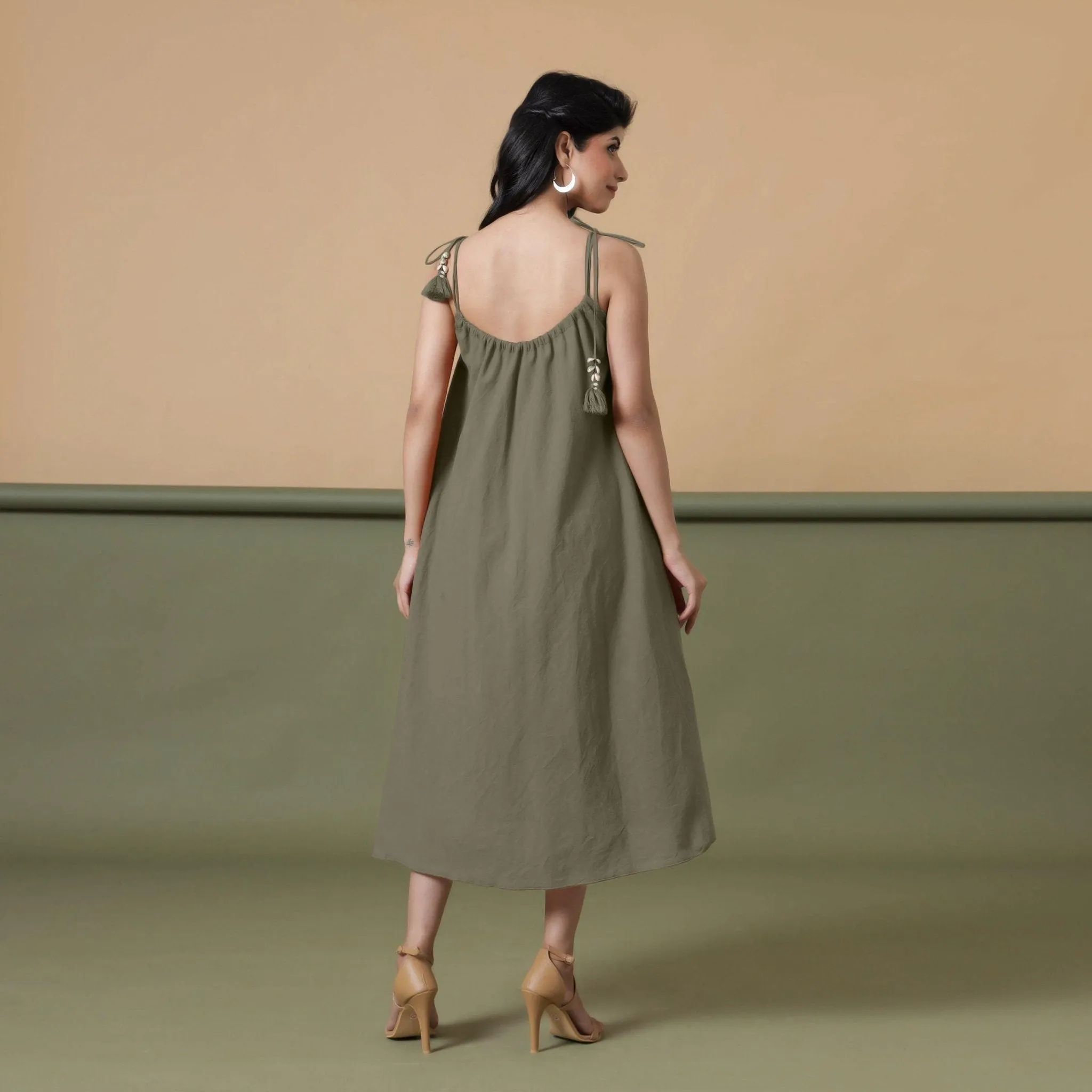 6-Way Convertible Sage Green Tie-Dye Cotton Skirt Dress