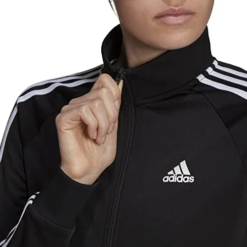 adidas Women's Standard Essentials Warm-Up 3-Stripes Track Jacket, True Pink/White (Primegreen), 2X