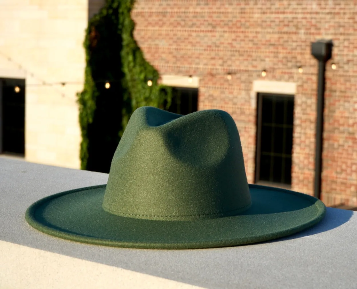 Atlanta Wide Brim Fedora - Olive Green