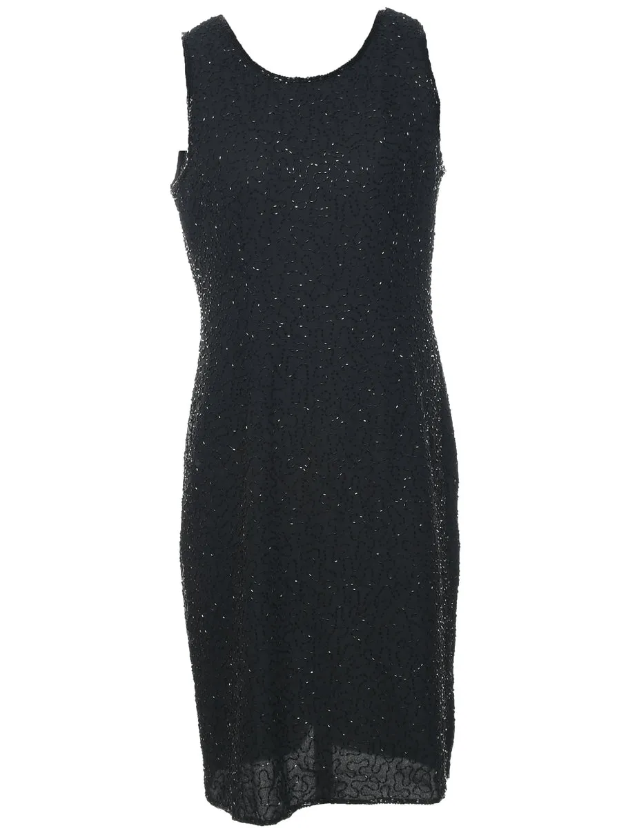 Beaded Black Sparkly Evening Dress - M