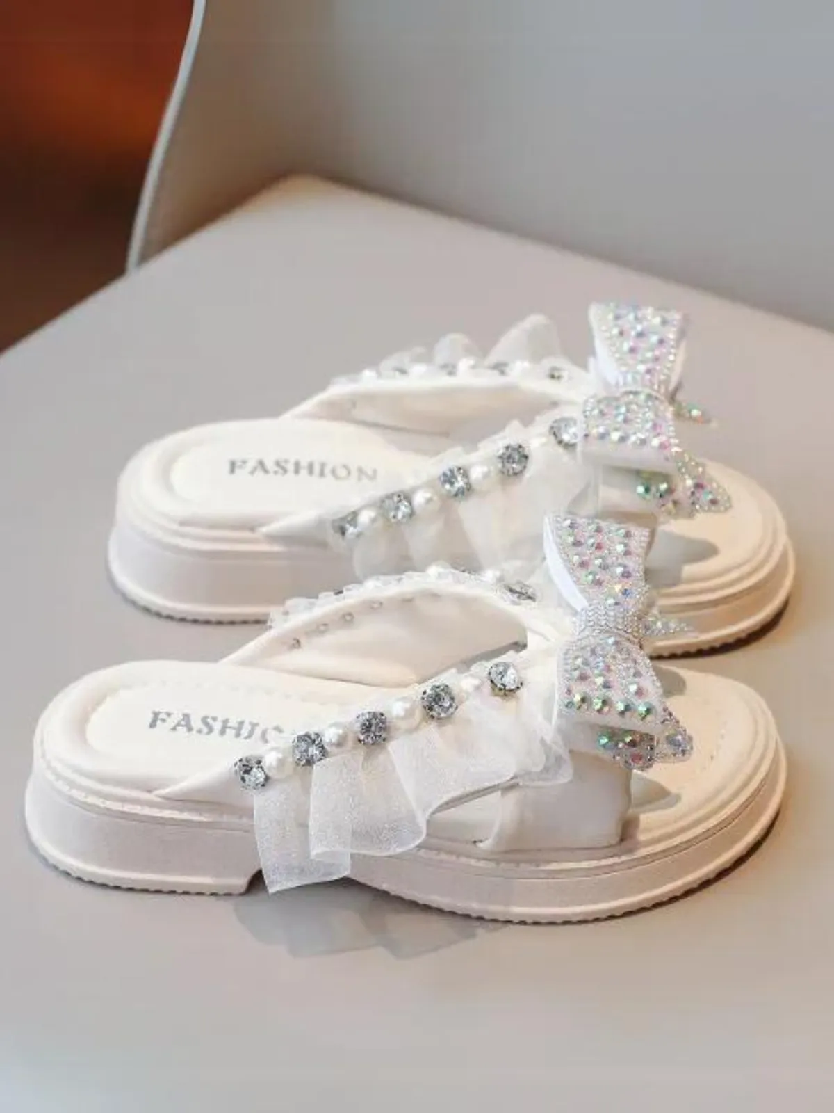 Bedazzled Baby Crystal And Pearl Sandals By Liv And Mia