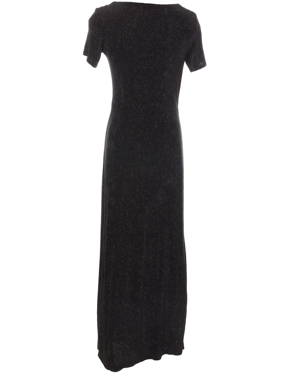 Black & Silver Sparkly Evening Dress - M