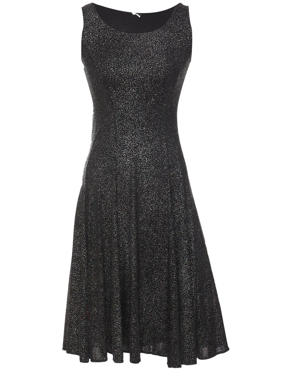 Black & Silver Sparkly Sleeveless Evening Dress - XS