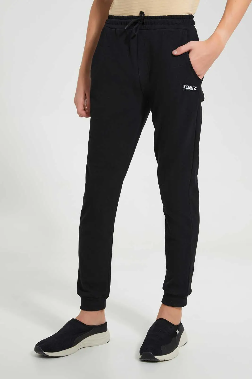 Black Pique Active Pants