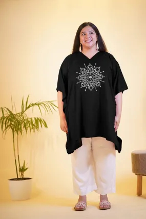 Black Rayon Kurti & MilkyWhite Palazzo - Zahara