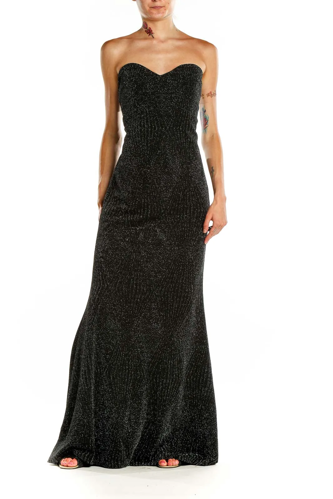 Black Sparkly Strapless Mermaid Gown