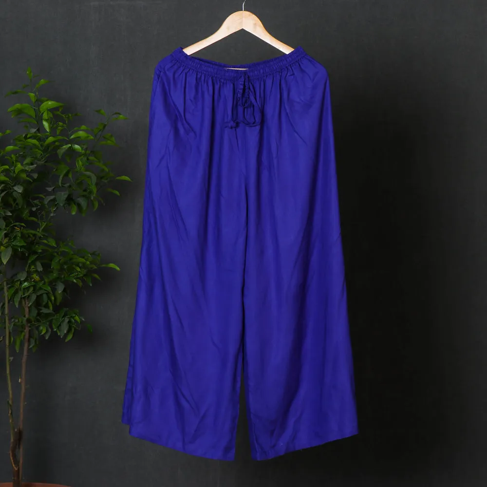 Blue - Rayon Fabric Plain Palazzo Pant