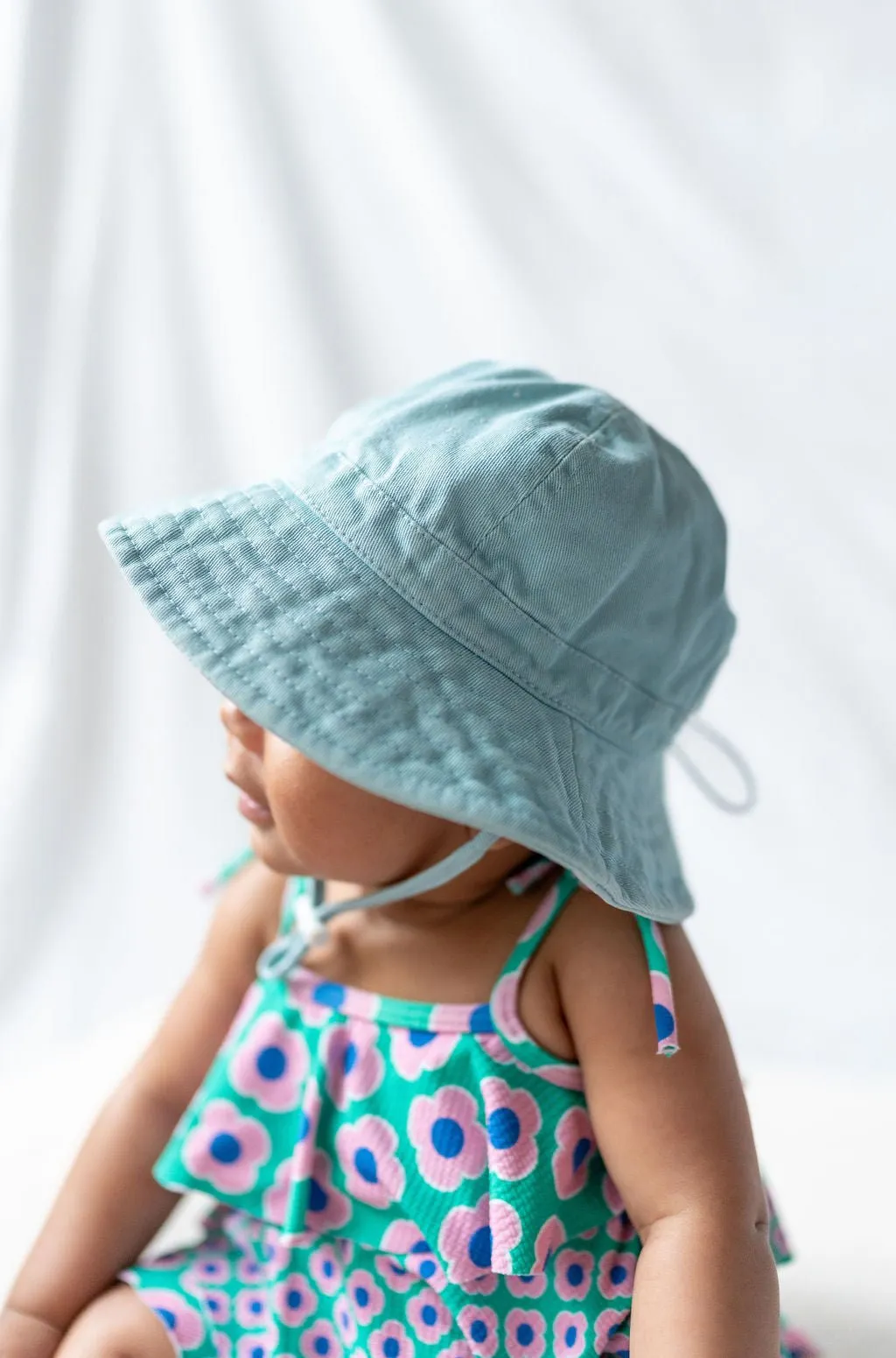 Blue Wide Brim Infant Hat