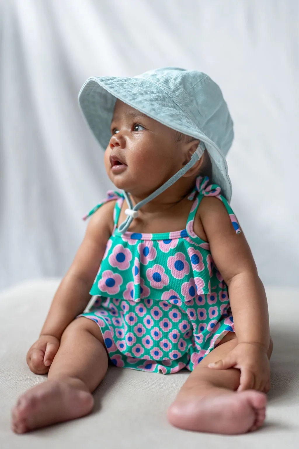 Blue Wide Brim Infant Hat