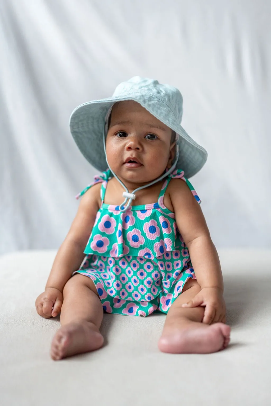 Blue Wide Brim Infant Hat