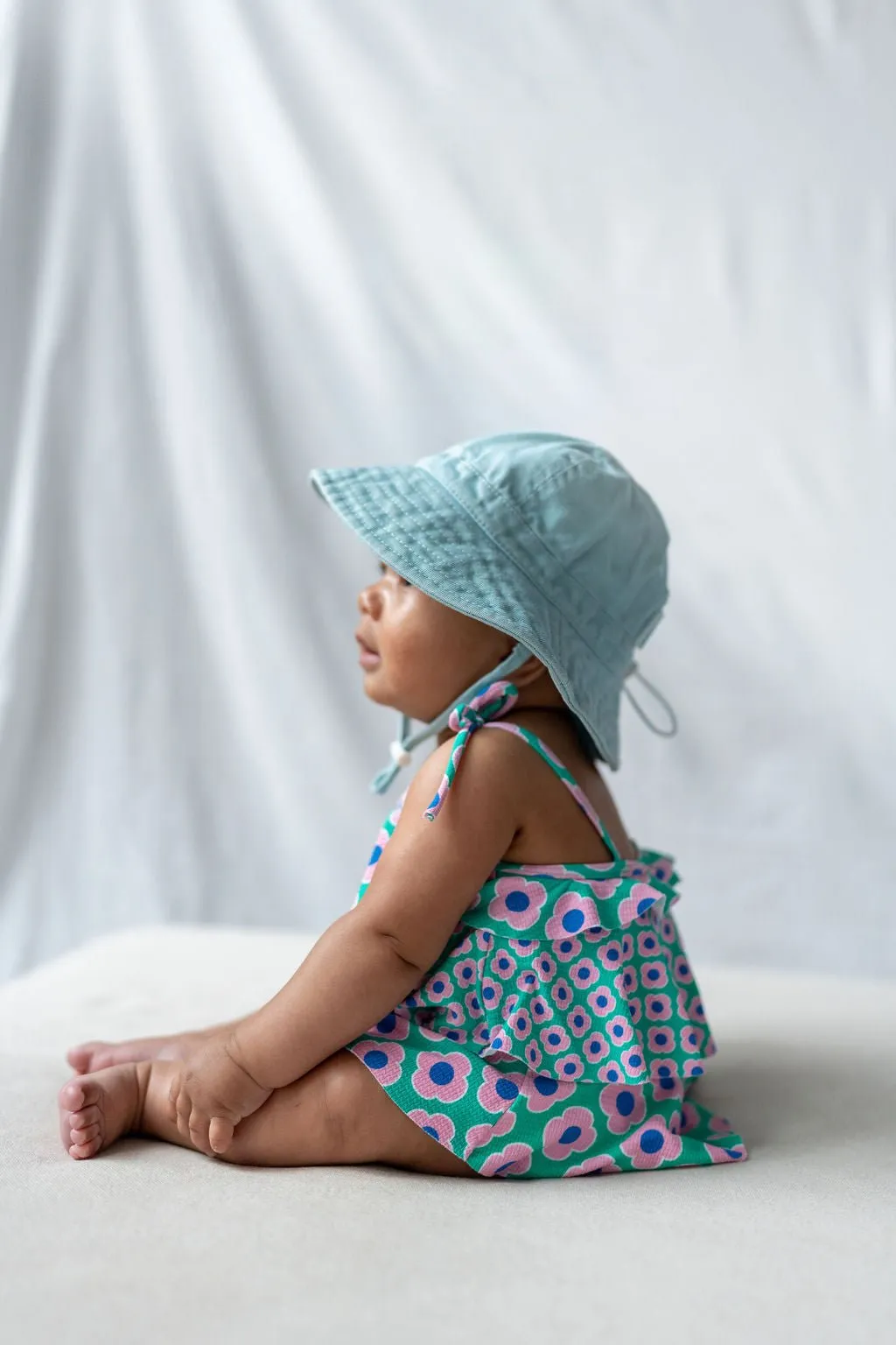 Blue Wide Brim Infant Hat