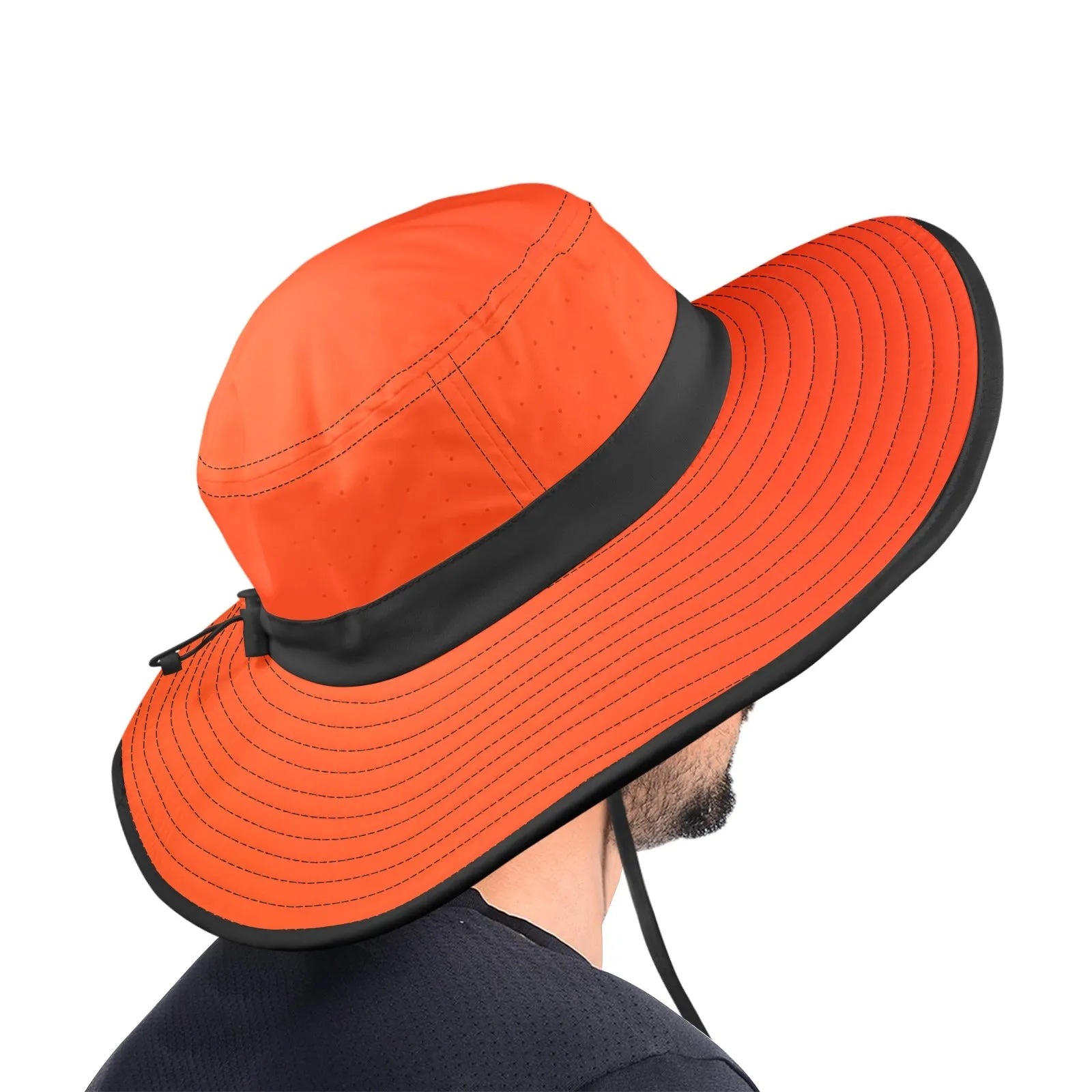 burnt orange gradient top print Wide Brim Bucket Hat