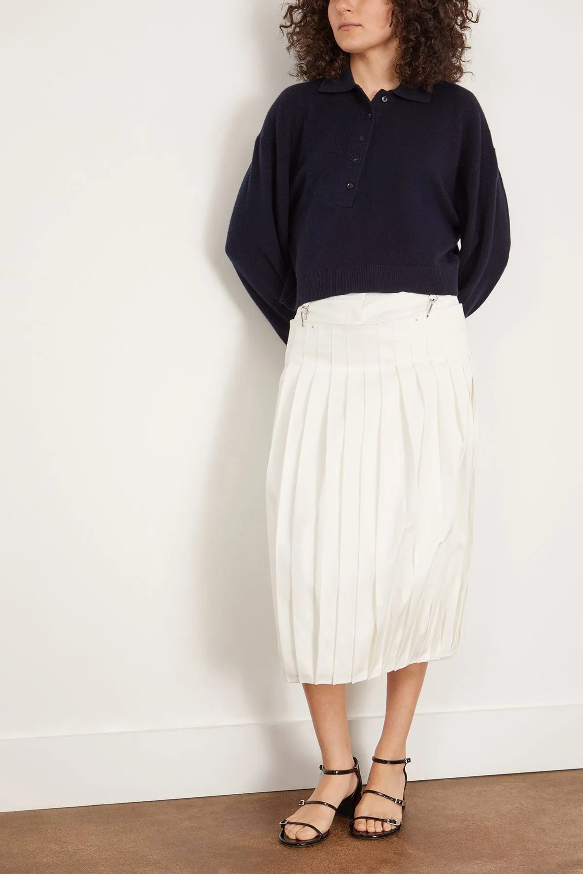 Chino Convertible Pleated Skirt in White