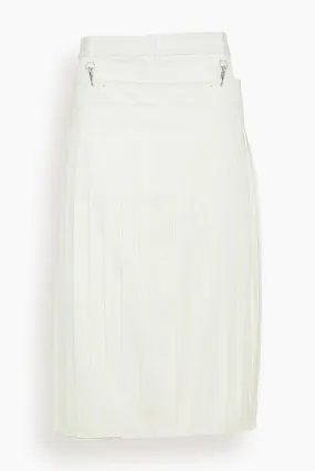 Chino Convertible Pleated Skirt in White