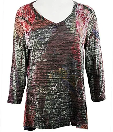 Cubism - Geo Haze, Long Sleeve Hi-Low Tunic Top Style Seams