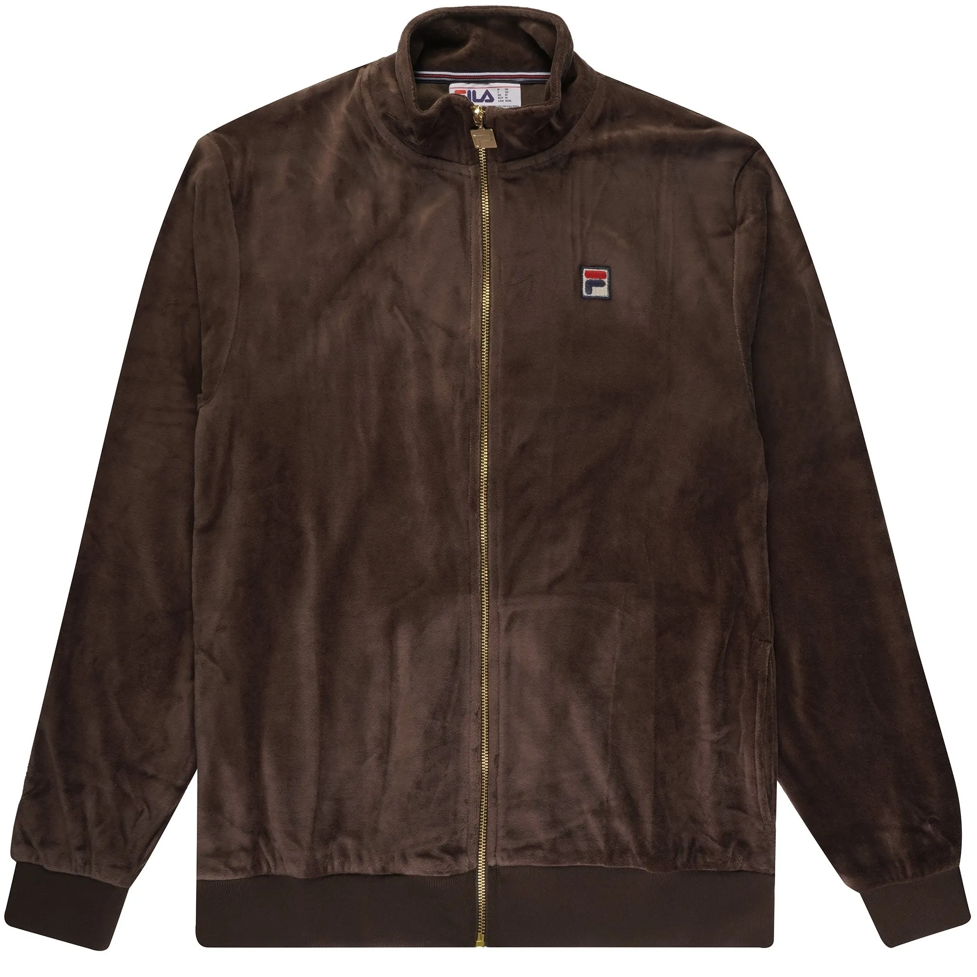 Fila Vintage Men's Marc Velour Track Top Coffee Bean Brown