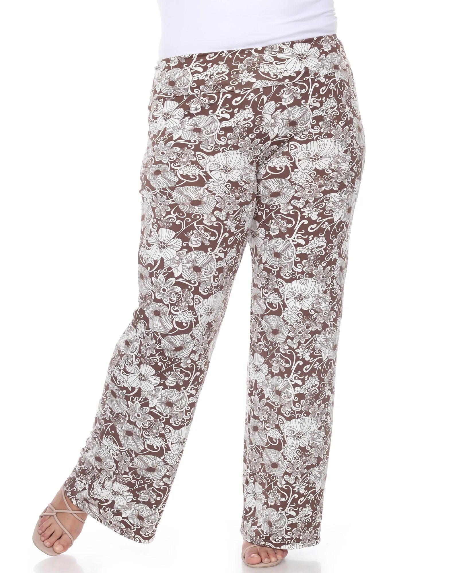 Floral Paisley Palazzo Pants | Brown