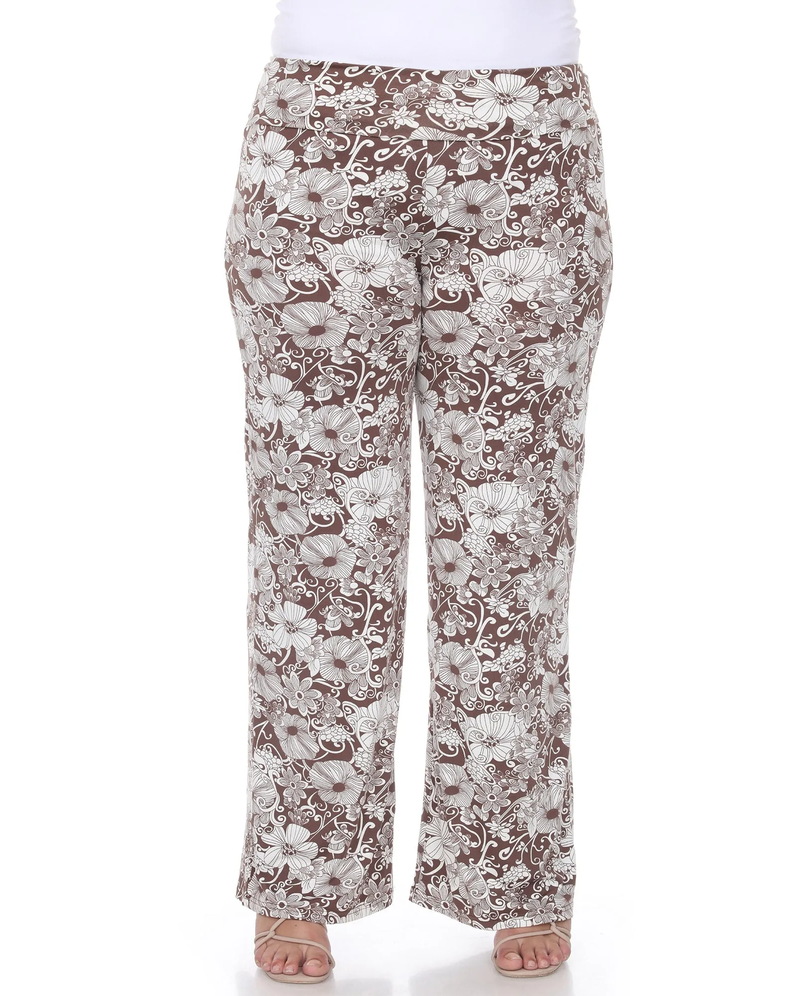 Floral Paisley Palazzo Pants | Brown