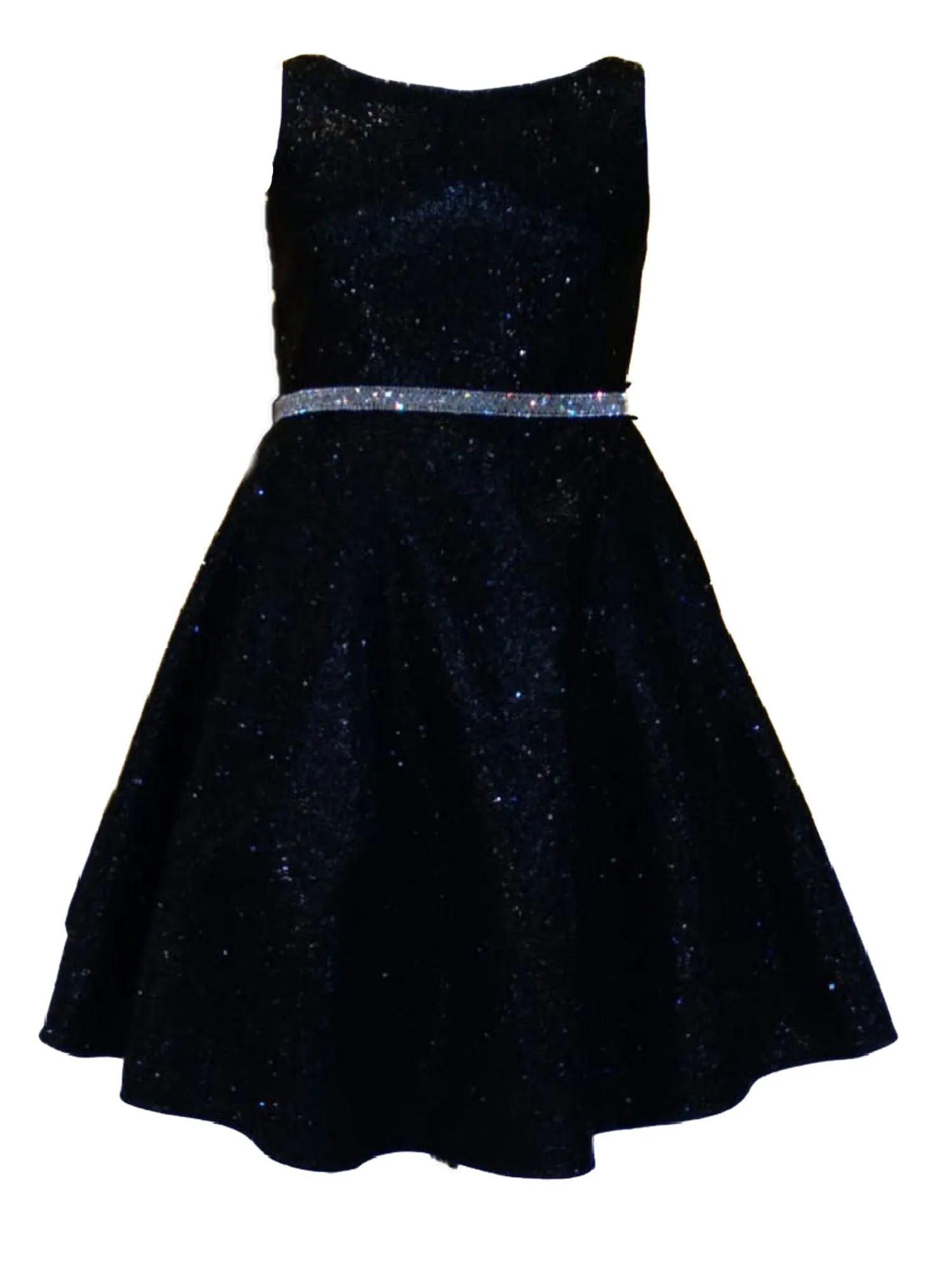 Girls Black Glitter Metallic Junior Bridesmaid Dress 8-16