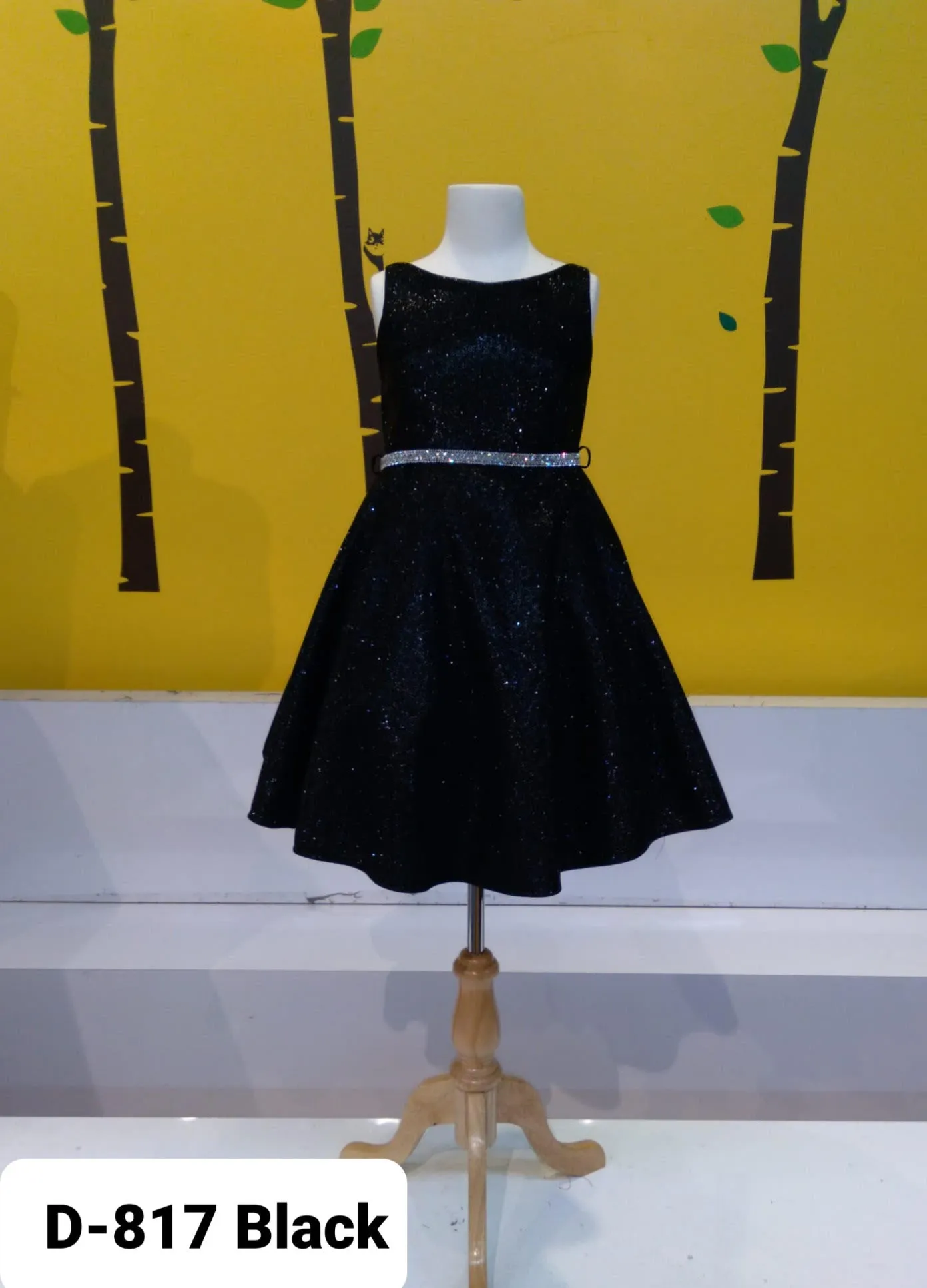 Girls Black Glitter Metallic Junior Bridesmaid Dress 8-16