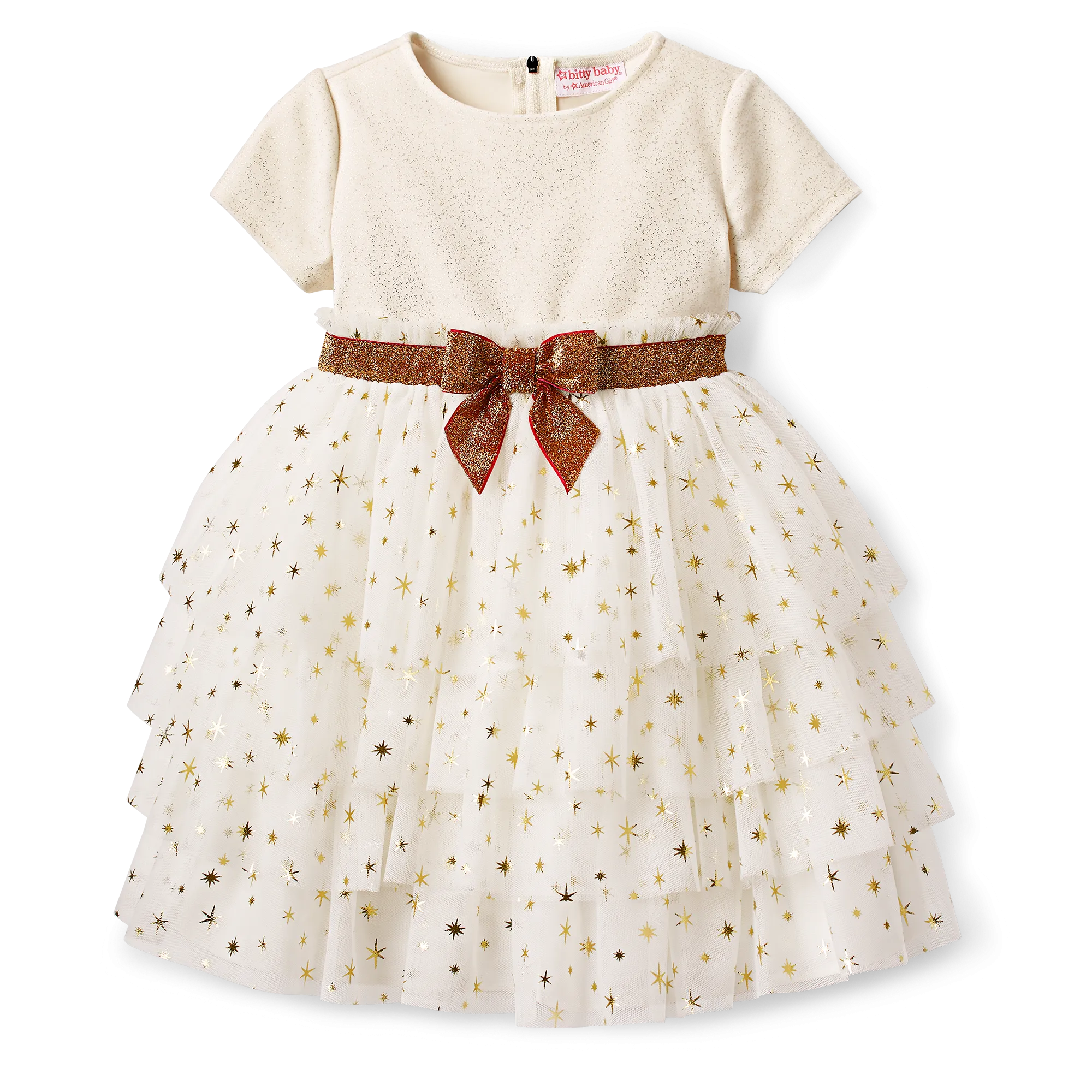 Golden Twinkle Dress for Little Girls & Bitty Baby Dolls