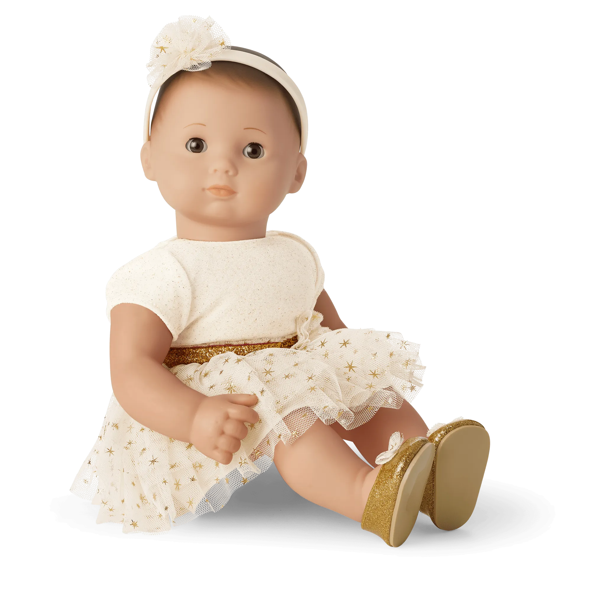 Golden Twinkle Dress for Little Girls & Bitty Baby Dolls