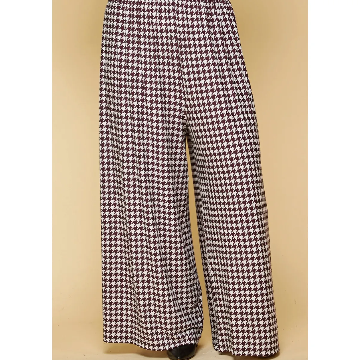 Houndstooth Curvy Fit Palazzo Pants