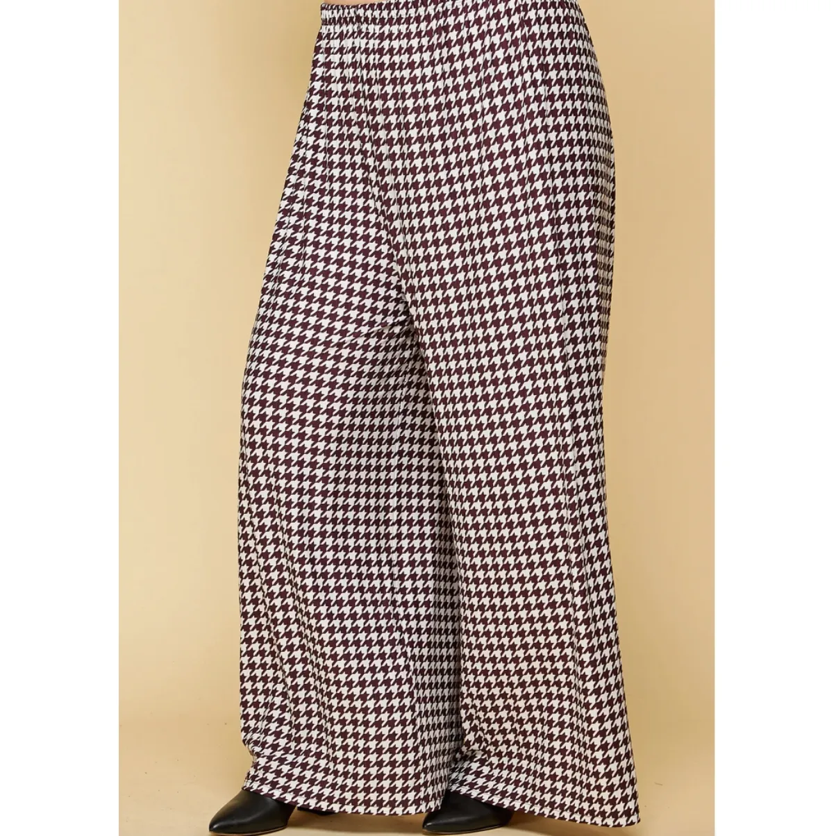 Houndstooth Curvy Fit Palazzo Pants