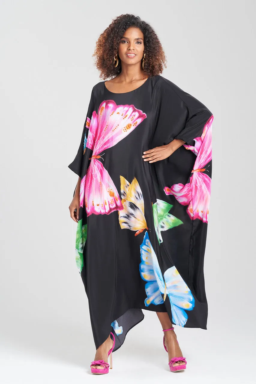 Kyoko Butterfly Beaded Silk Caftan