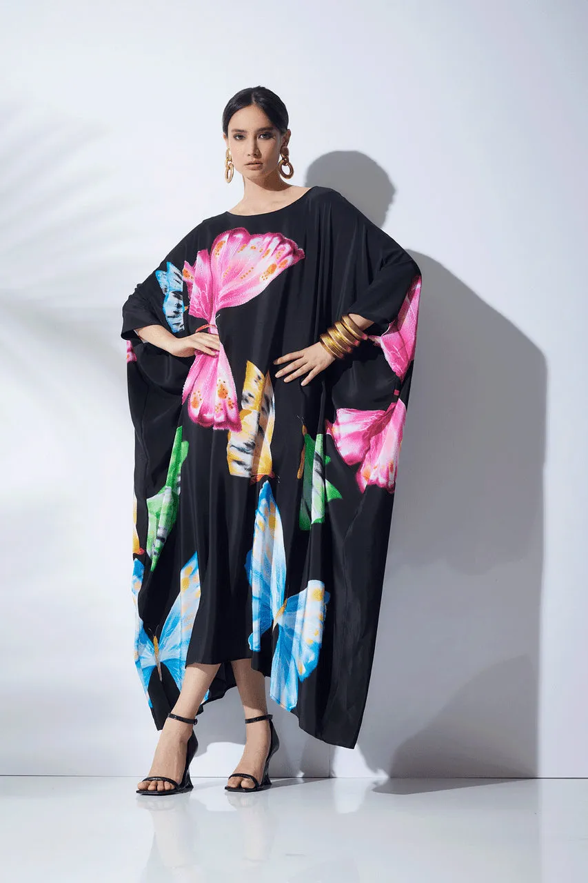 Kyoko Butterfly Beaded Silk Caftan