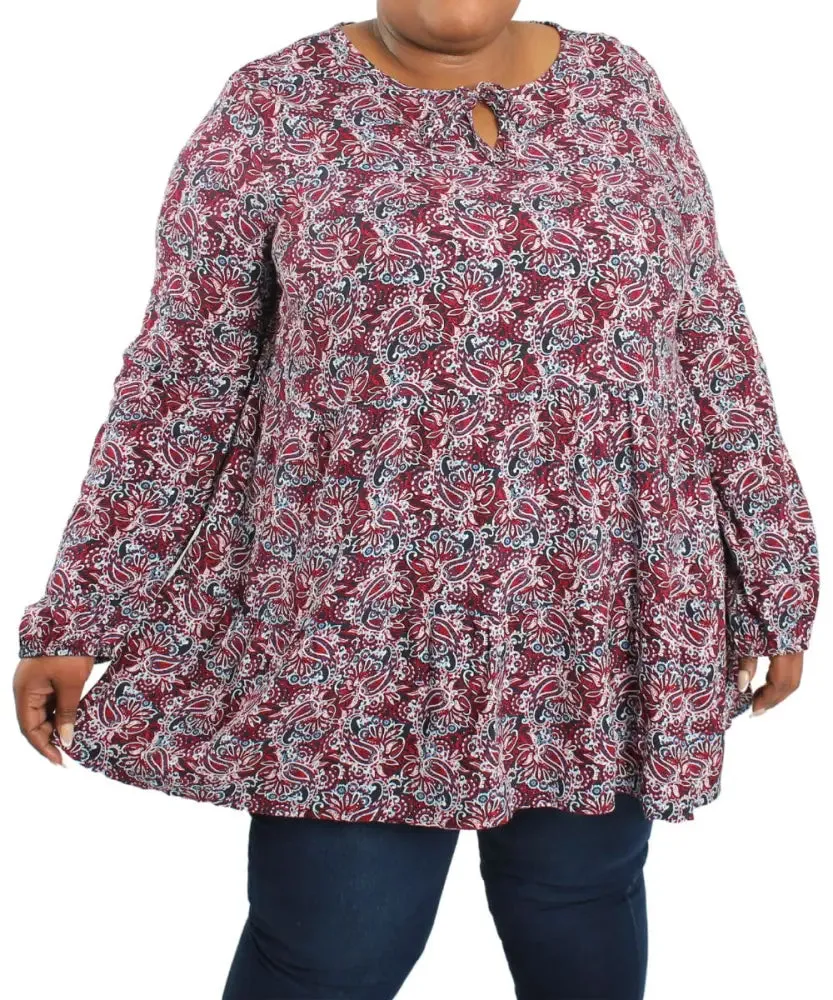 Ladies Printed Peasant Top