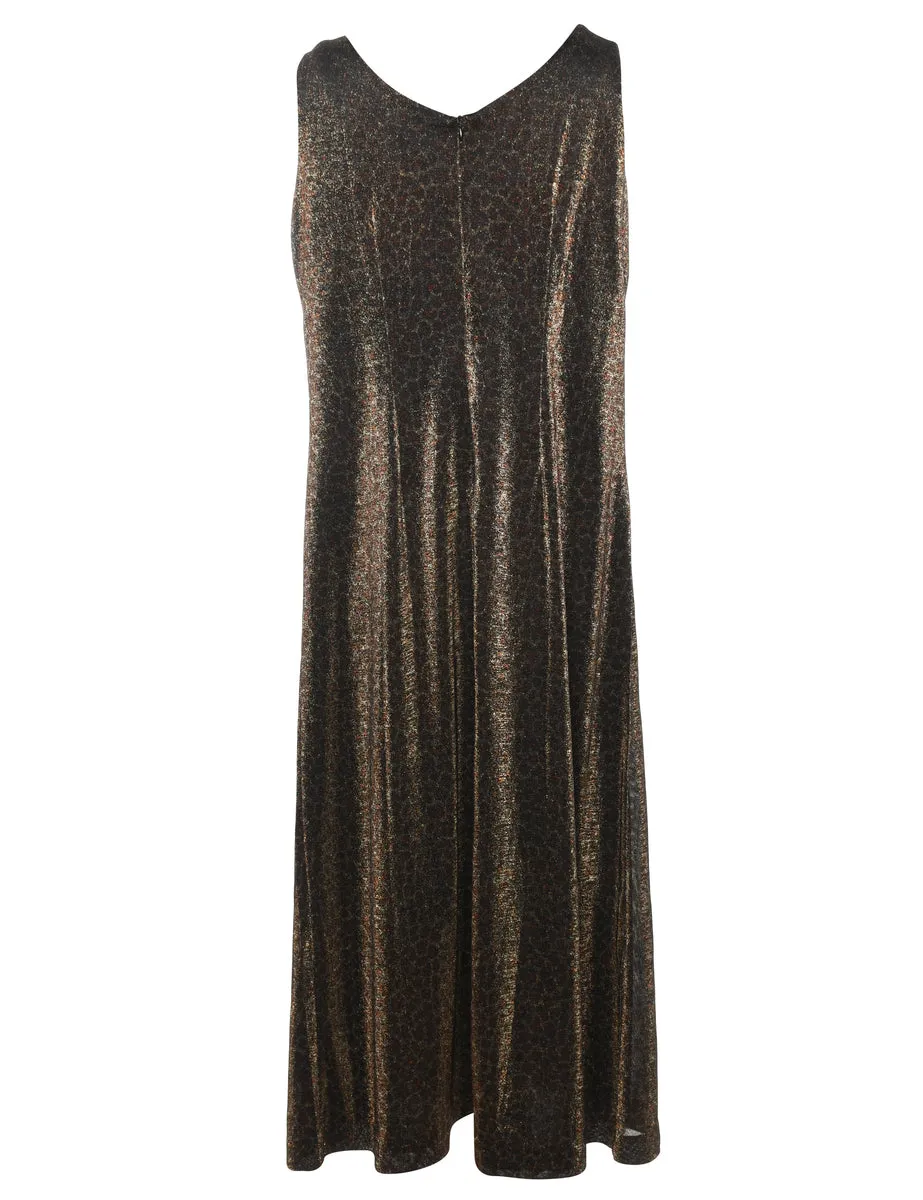 Leopard Print Sleeveless Sparkly Dress - L