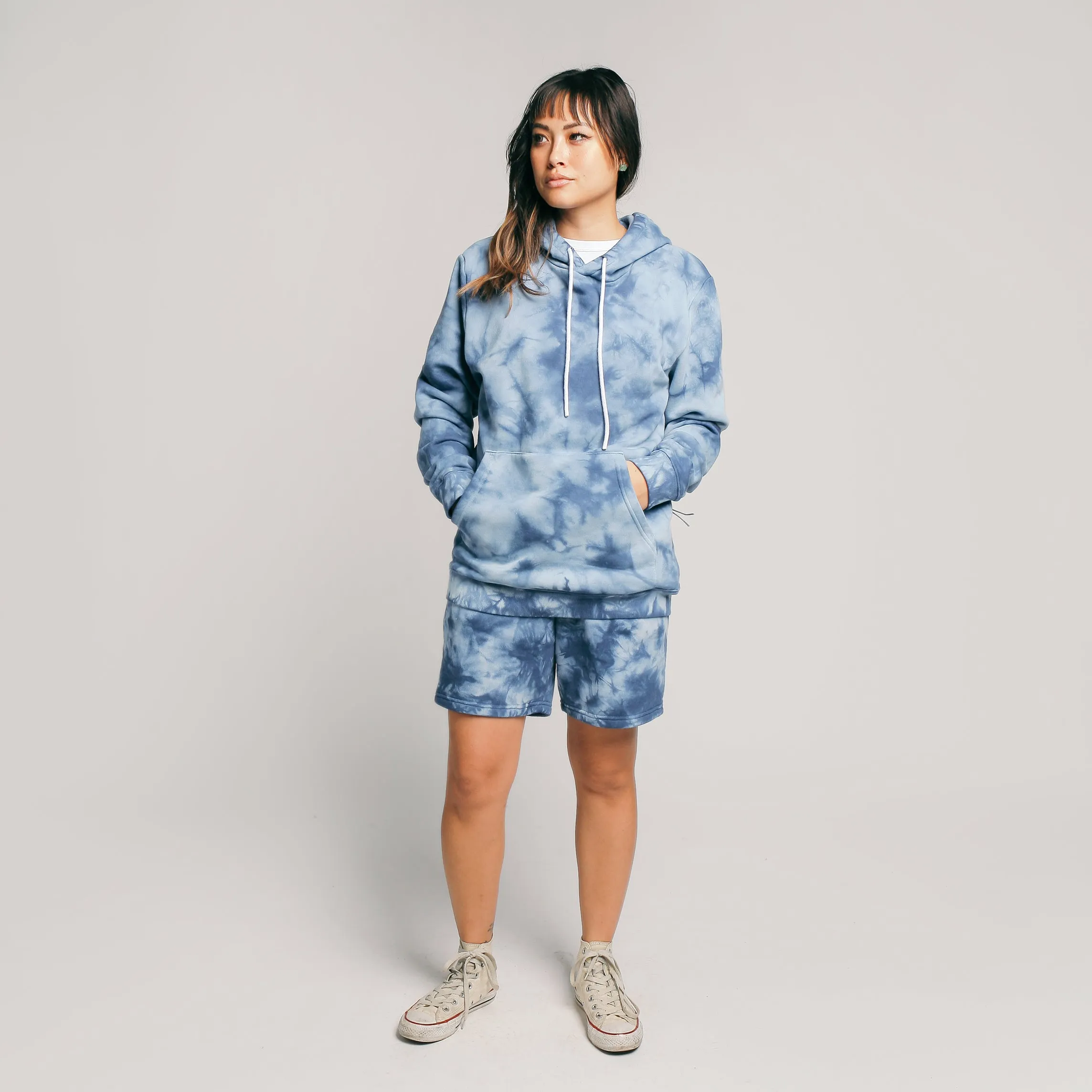 Loftloom Sweat Shorts Indigo Smoke Tie Dye