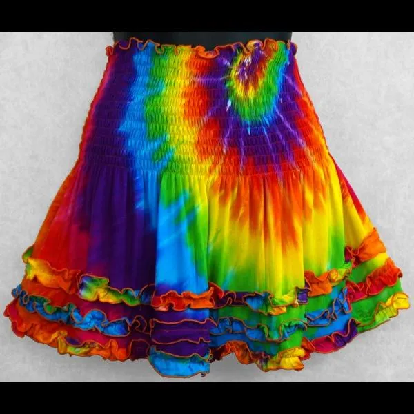 Luna's Rainbow Spiral Tie-Dye Ruffled Convertible Top/Skirt