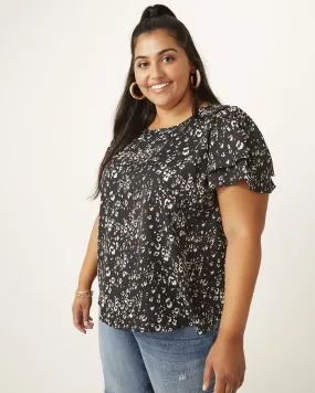 Marge Ruffled Printed Top | Black / White