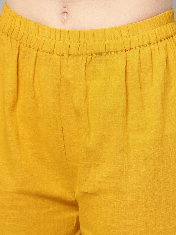 Mustard Solid Kurta With Palazzo Pants