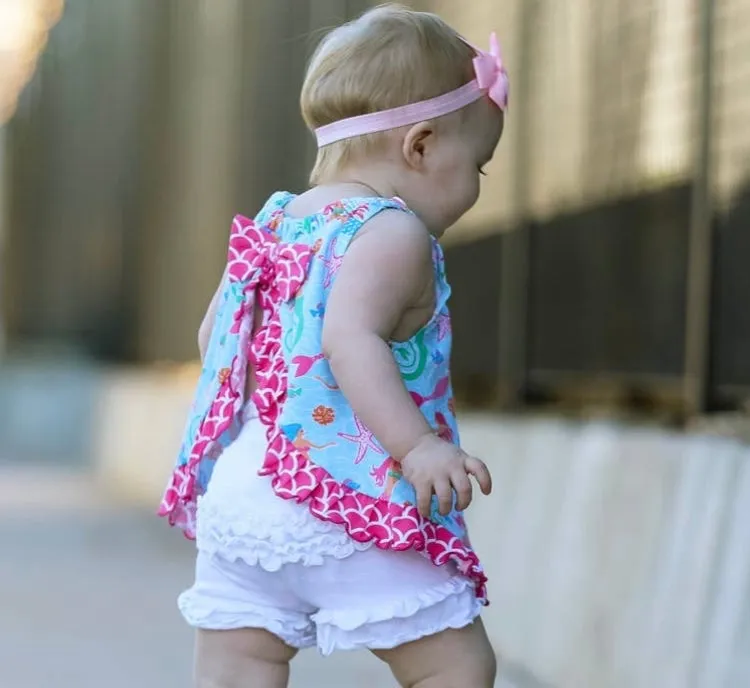 NEW AnnLoren - Toddler & Big Girls White Ruffle Butt Shorts 2-3T