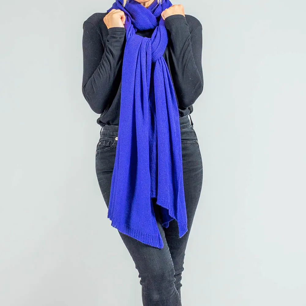 Oversized Iris Purple Cashmere Knit Scarf