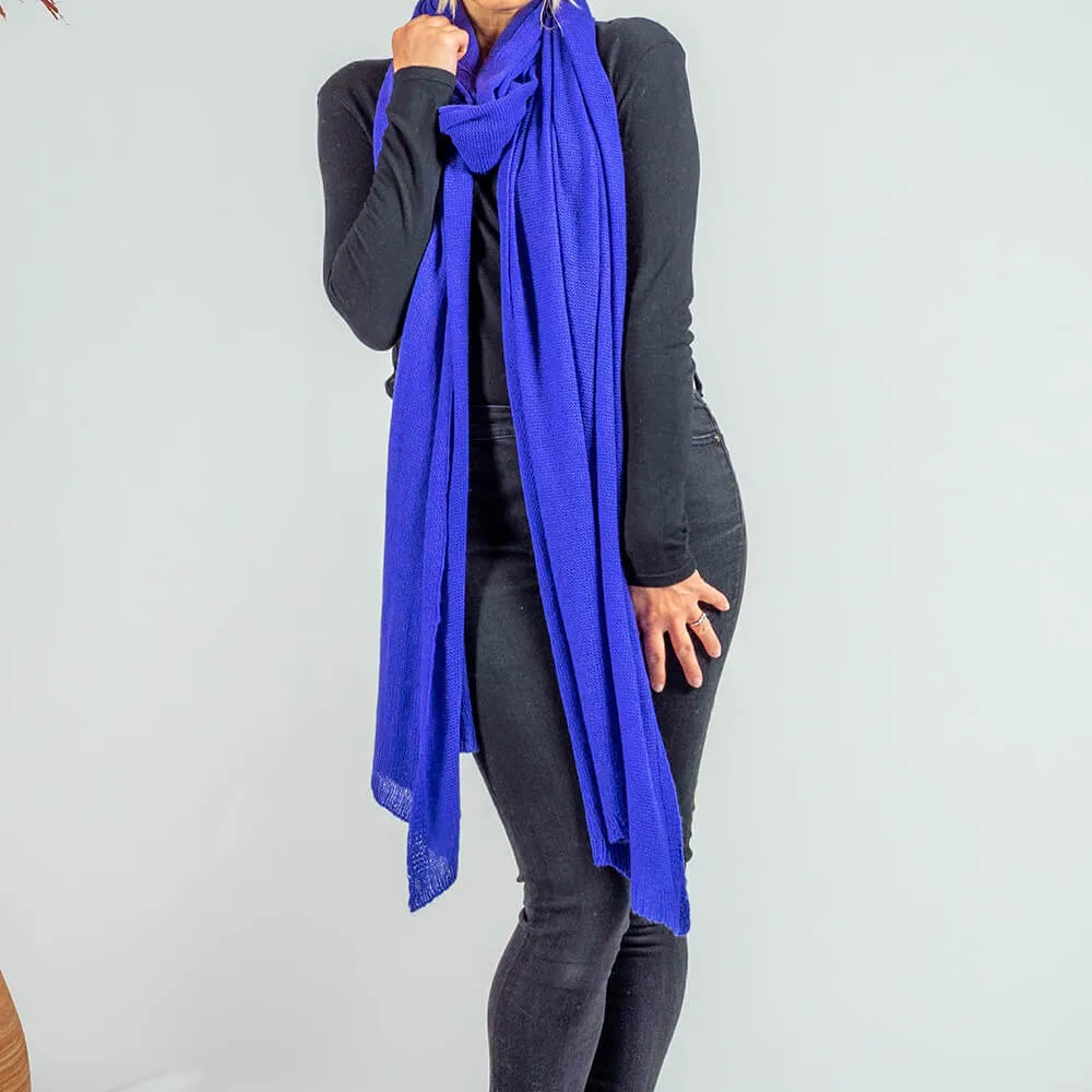 Oversized Iris Purple Cashmere Knit Scarf