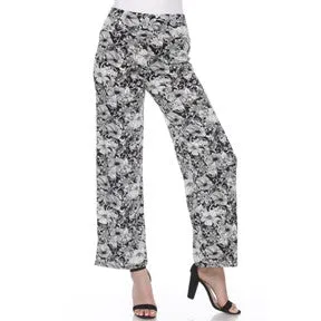 Palazzo Pants - Black/White Floral #1616-1926