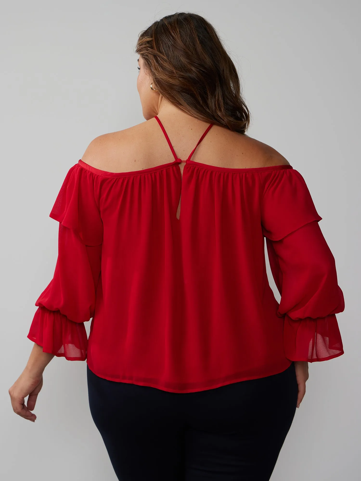 Plus Ruffled Off Shoulder Top