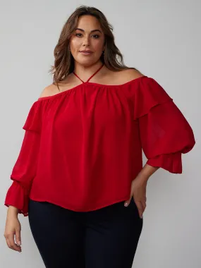 Plus Ruffled Off Shoulder Top