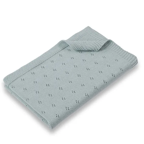 Pointelle Cotton Knit Blanket - Sage