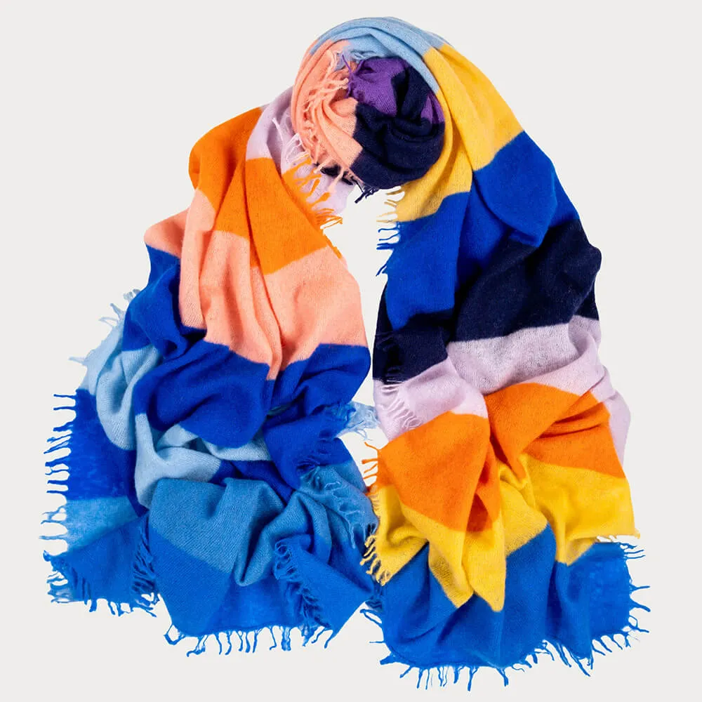 Rainbow Bright Striped Knitted Cashmere Scarf