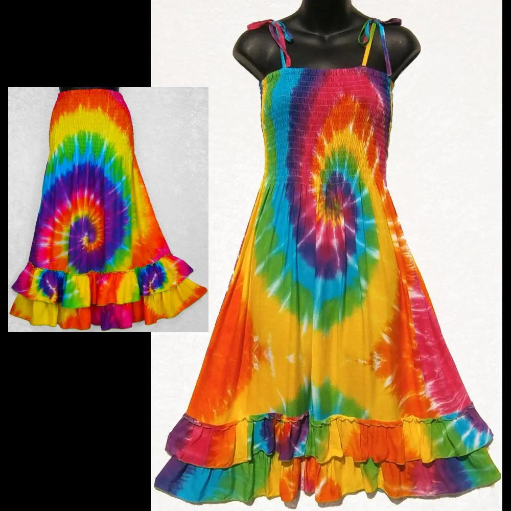 Rainbow Spiral Salsa Sarong Dress