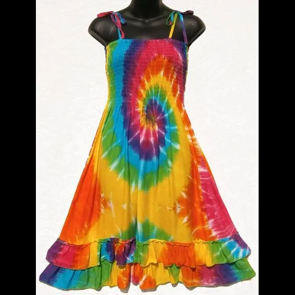 Rainbow Spiral Salsa Sarong Dress