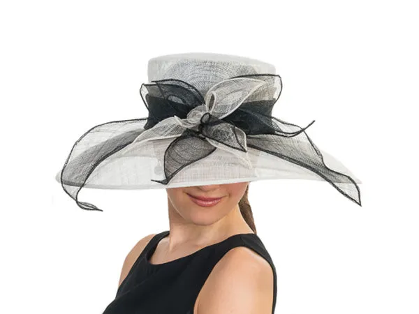 Rebecca Wide Brim Lampshade Hat Silver