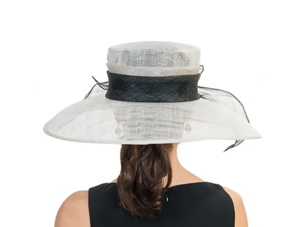 Rebecca Wide Brim Lampshade Hat Silver